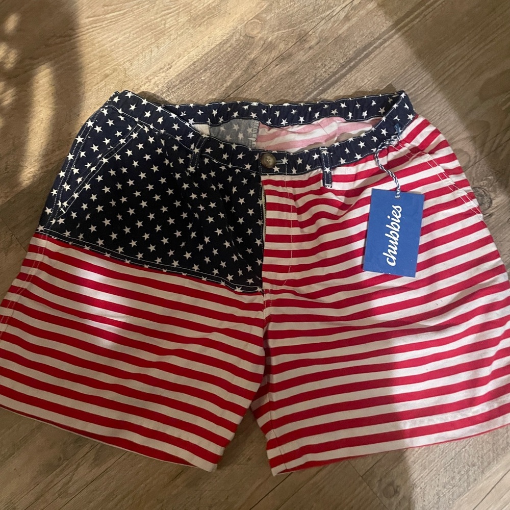 Chubbies Red and Blue Flat Front Shorts